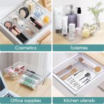 WOWBOX 25 PCS Clear Plastic Drawer Organizer Set, 4 Sizes Desk Drawer Divider Organizers and Storage Bins for Makeup, Jewelry, Gadgets for Kitchen, Bedroom, Office Bathroom, Office - Image 5